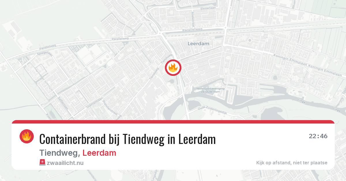 Containerbrand bij Tiendweg in Leerdam — 14 jul 2026