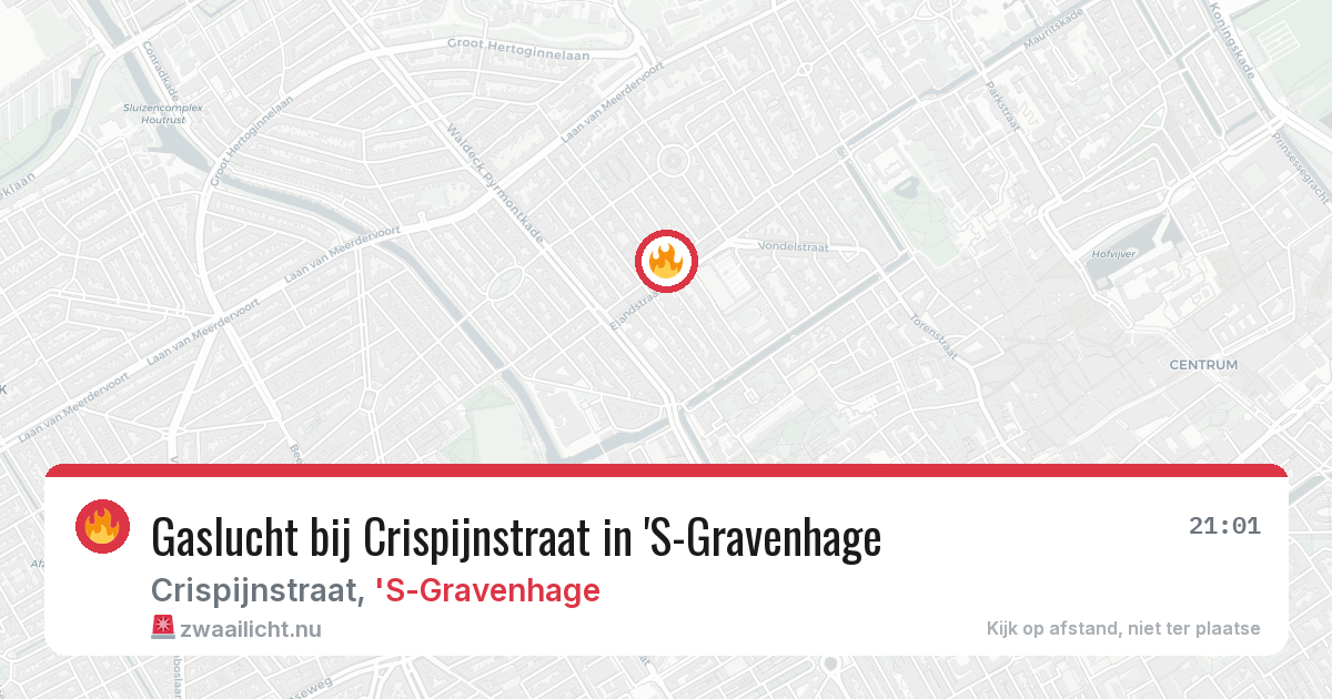 Gaslucht bij Crispijnstraat in 'S-Gravenhage — 21 jul 2026