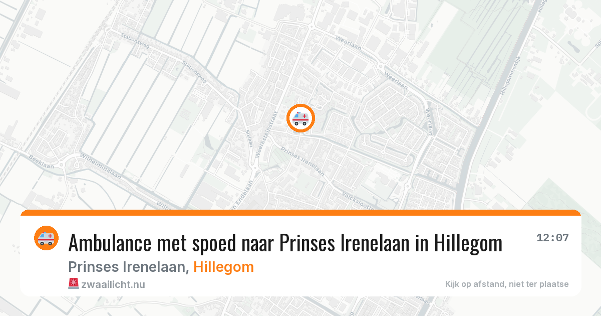 Ambulance met spoed naar Prinses Irenelaan in Hillegom — 23 jul 2026