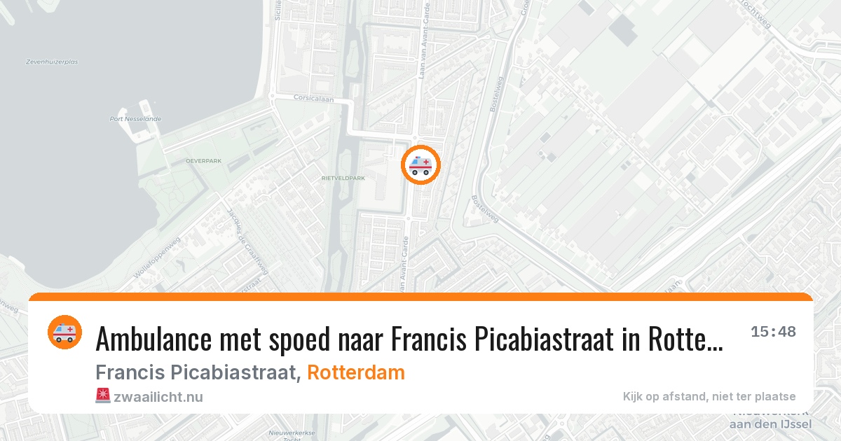 Ambulance met spoed naar Francis Picabiastraat in Rotterdam — 31 mei 2026