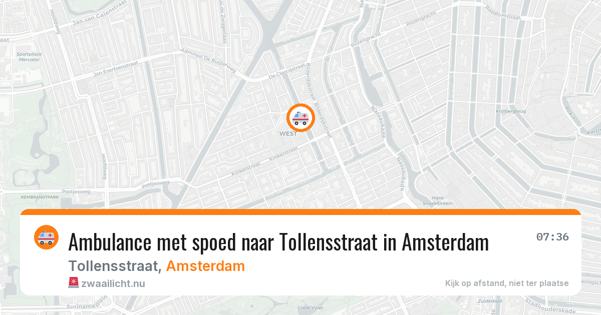 Ambulance met spoed naar Tollensstraat in Amsterdam — 14 mei 2026