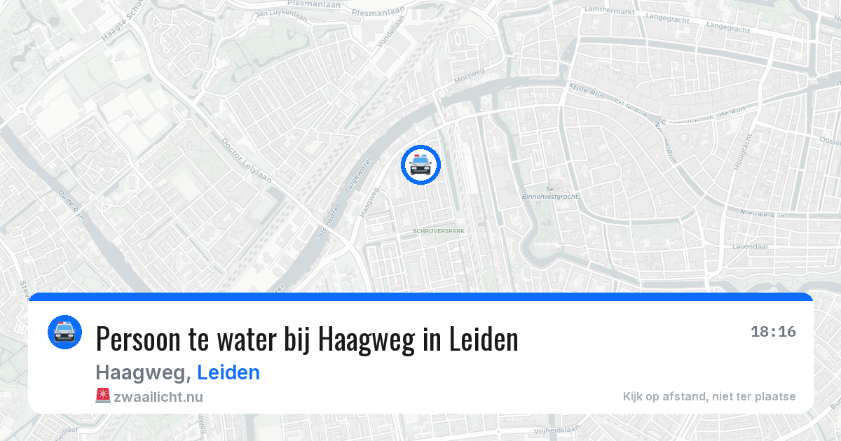 Persoon te water bij Haagweg in Leiden — 14 jul 2026