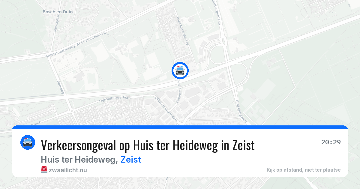 Verkeersongeval op Huis ter Heideweg in Zeist — 19 jul 2026