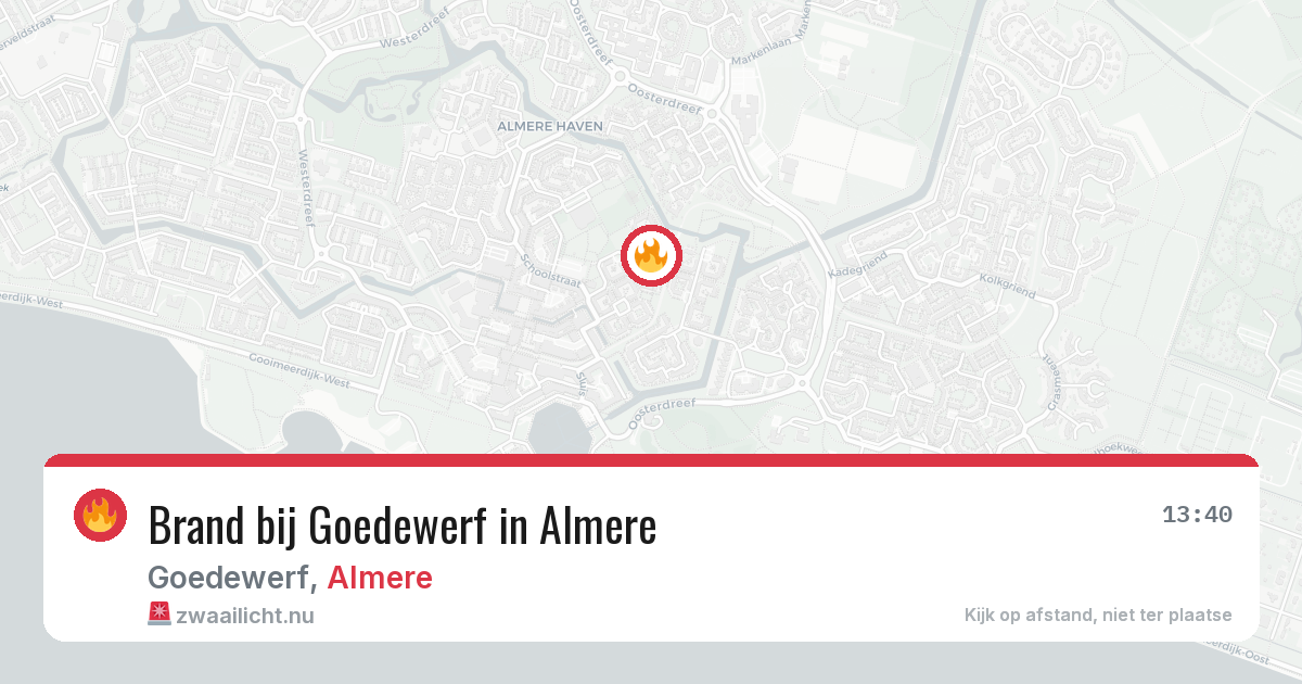 Brand bij Goedewerf in Almere — 21 mrt 2026