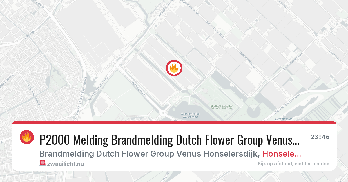 P2000 Melding Brandmelding Dutch Flower Group Venus Honselersdijk, Honselersdijk — 31 jan 2026