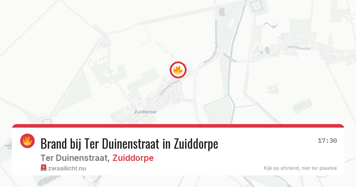 Brand bij Ter Duinenstraat in Zuiddorpe — 2 mrt 2026
