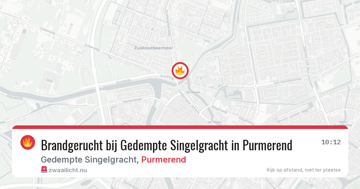 Brandgerucht bij Gedempte Singelgracht in Purmerend — 17 mrt 2026