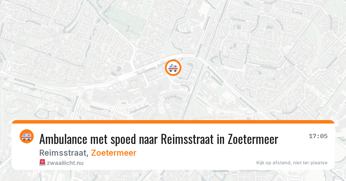 Ambulance met spoed naar Reimsstraat in Zoetermeer — 23 mei 2026