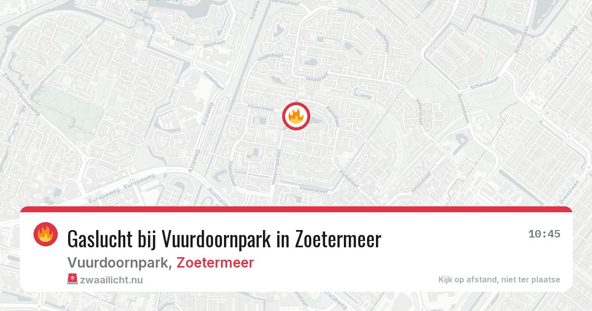 Gaslucht bij Vuurdoornpark in Zoetermeer — 13 apr 2026