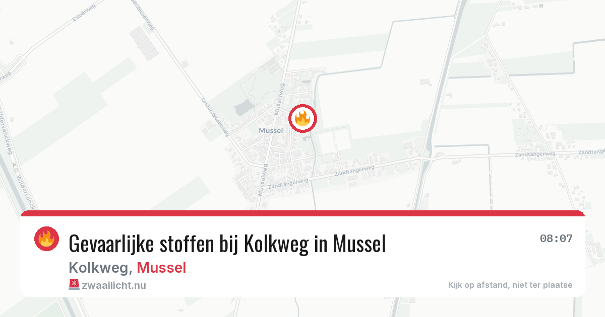 Gevaarlijke stoffen bij Kolkweg in Mussel — 7 jul 2026