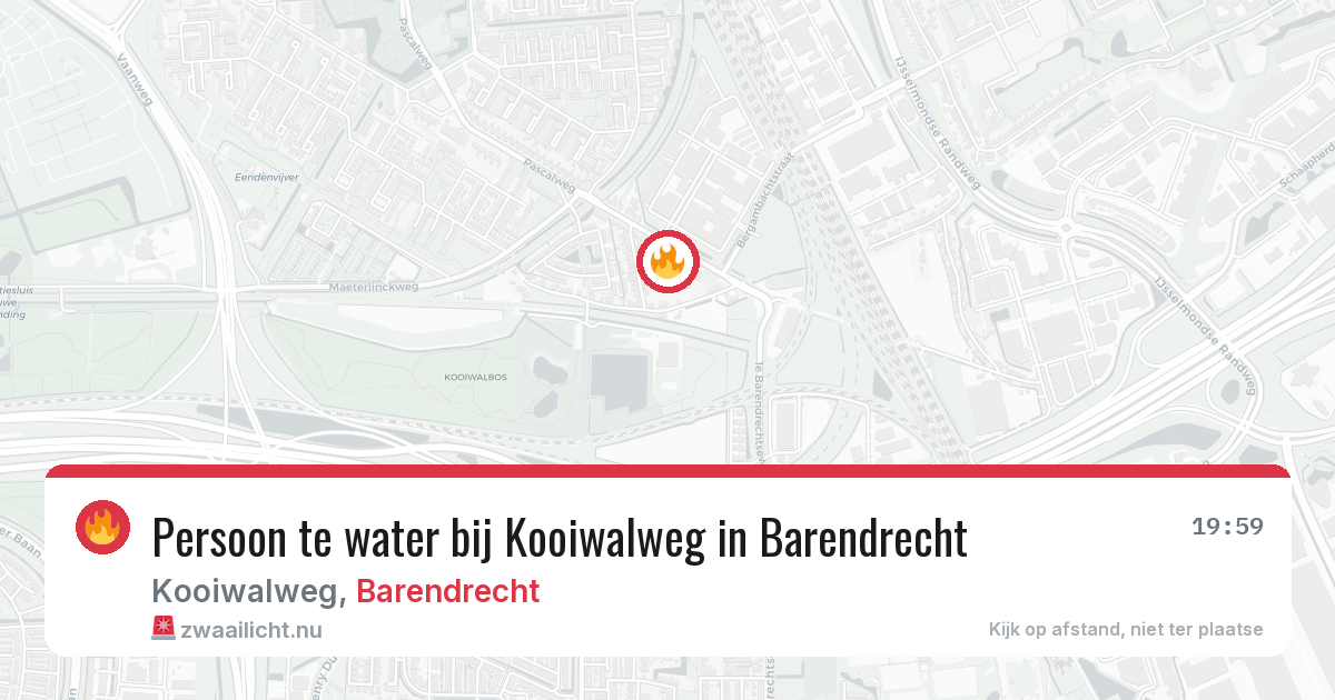 Persoon te water bij Kooiwalweg in Barendrecht — 15 jul 2026
