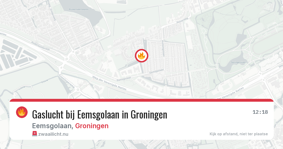 Gaslucht bij Eemsgolaan in Groningen — 18 mei 2026