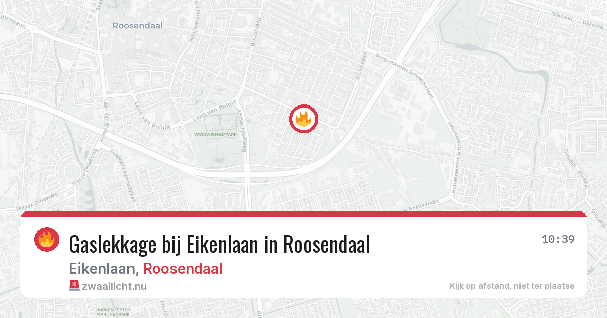 Gaslekkage bij Eikenlaan in Roosendaal — 17 mrt 2026