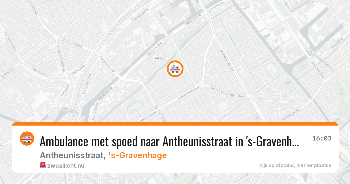 Ambulance met spoed naar Antheunisstraat in 's-Gravenhage — 15 mrt 2026