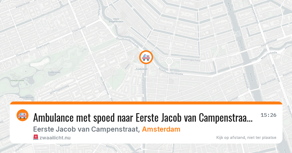 Ambulance met spoed naar Eerste Jacob van Campenstraat in Amsterdam — 4 mei 2026
