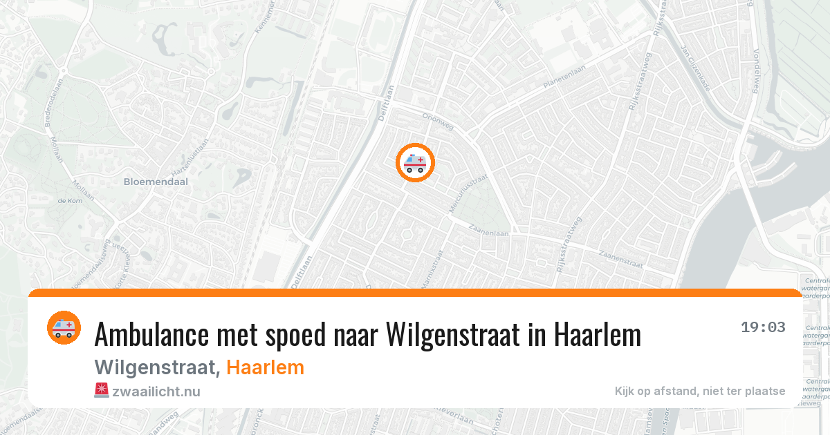 Ambulance met spoed naar Wilgenstraat in Haarlem — 18 jul 2026