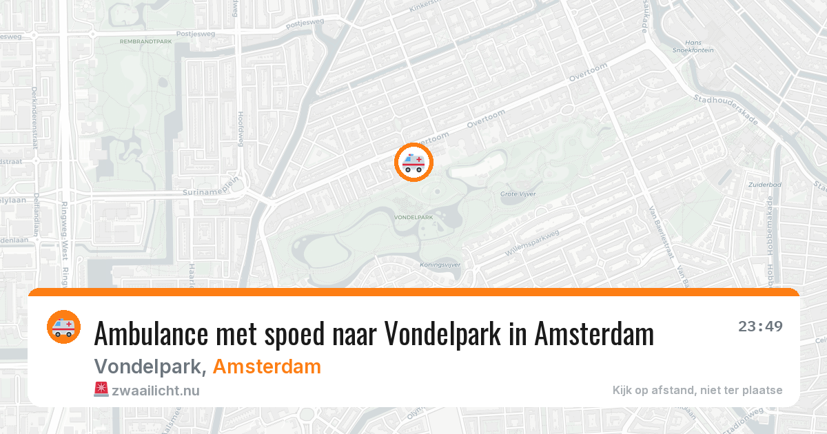 Ambulance met spoed naar Vondelpark in Amsterdam — 21 jul 2026