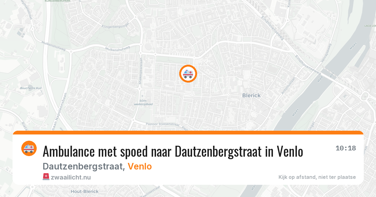 Ambulance met spoed naar Dautzenbergstraat in Venlo — 12 jul 2026