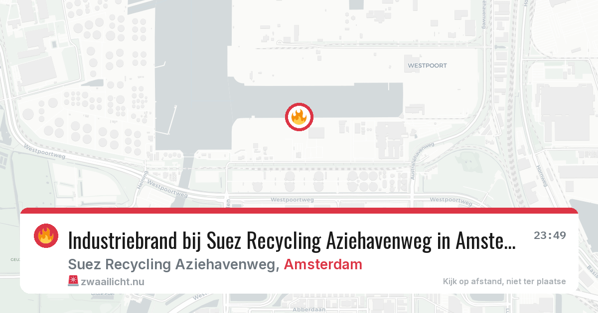 Industriebrand bij Suez Recycling Aziehavenweg in Amsterdam — 26 mei 2026