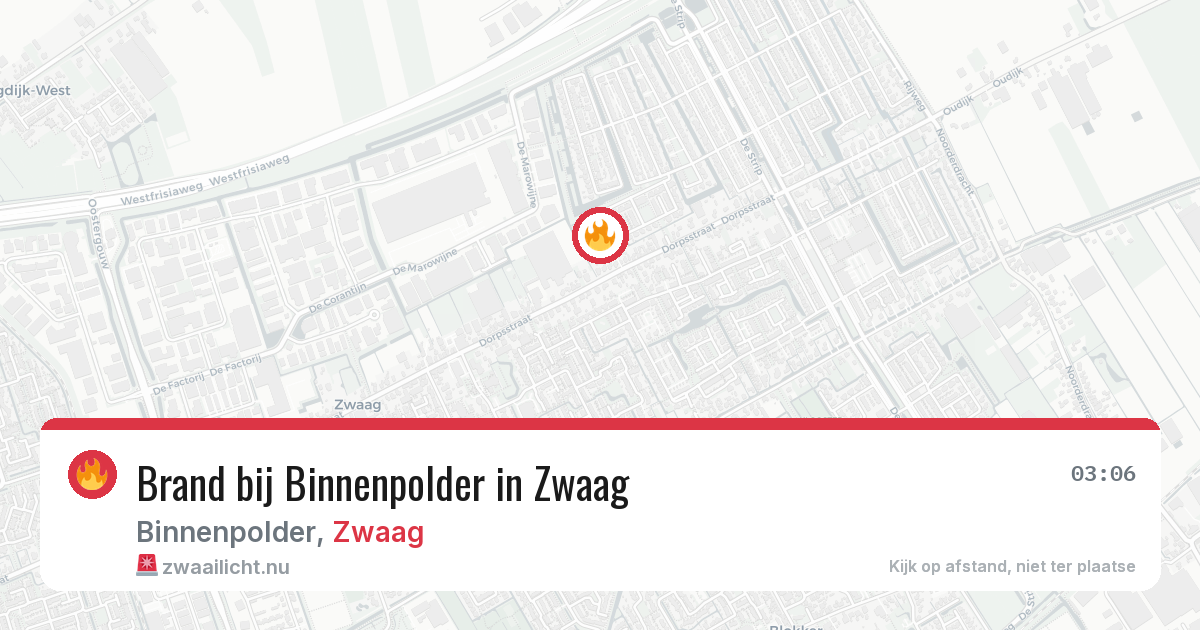 Brand bij Binnenpolder in Zwaag — 22 apr 2026