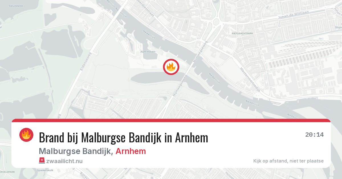 Brand bij Malburgse Bandijk in Arnhem — 14 jul 2026