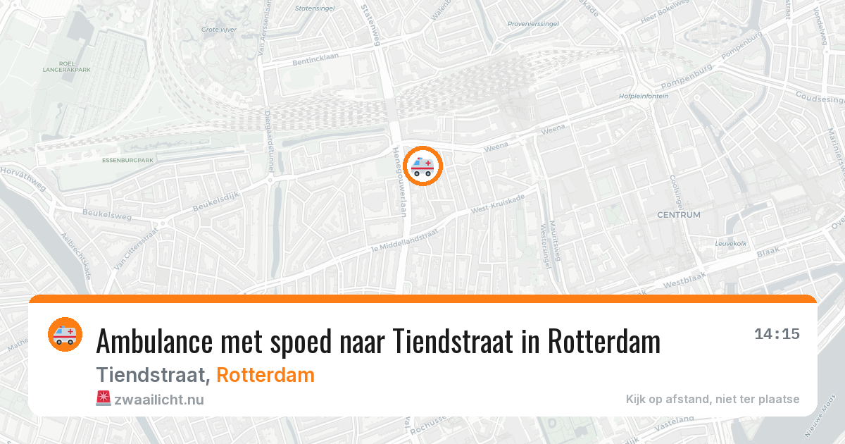 Ambulance met spoed naar Tiendstraat in Rotterdam — 21 mrt 2026
