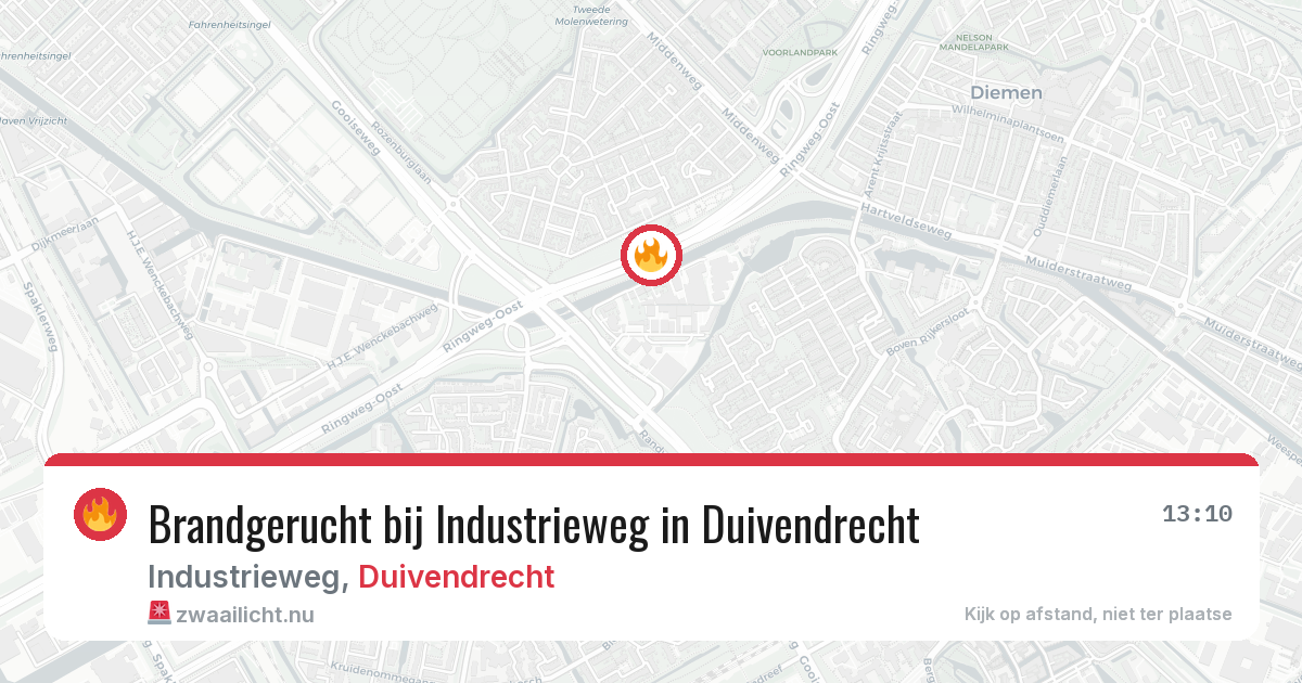 Brandgerucht bij Industrieweg in Duivendrecht — 19 mrt 2026
