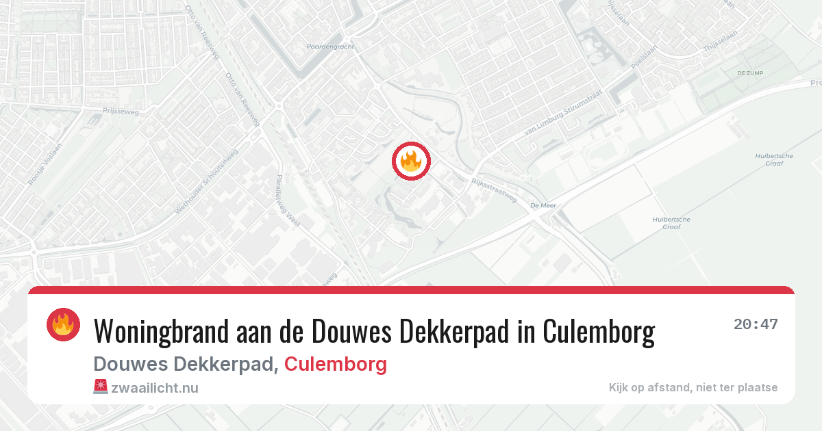Woningbrand aan de Douwes Dekkerpad in Culemborg — 29 mrt 2026