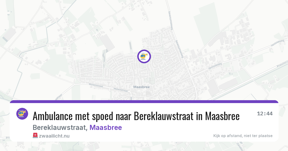 Ambulance met spoed naar Bereklauwstraat in Maasbree — 22 apr 2026