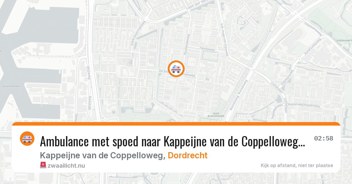 Ambulance met spoed naar Kappeijne van de Coppelloweg in Dordrecht — 28 apr 2026