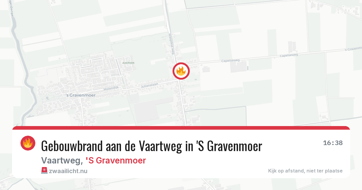 Gebouwbrand aan de Vaartweg in 'S Gravenmoer — 20 feb 2026