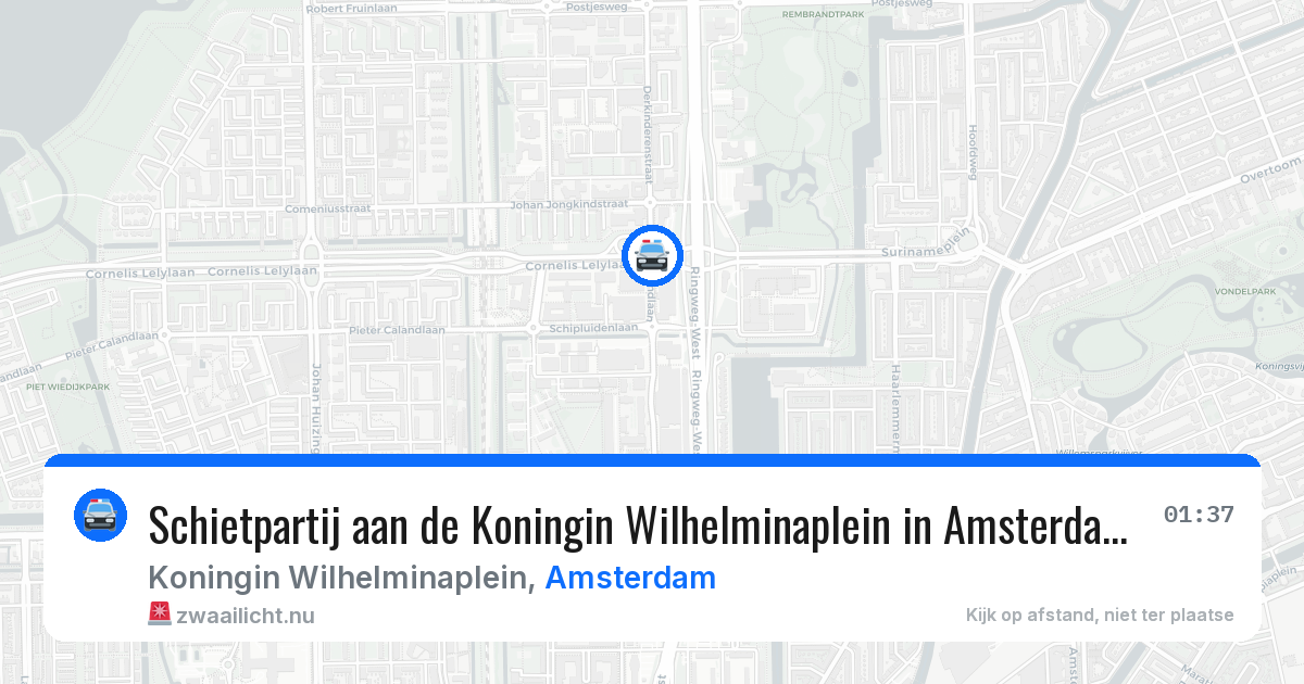 Schietpartij aan de Koningin Wilhelminaplein in Amsterdam — 15 mrt 2026