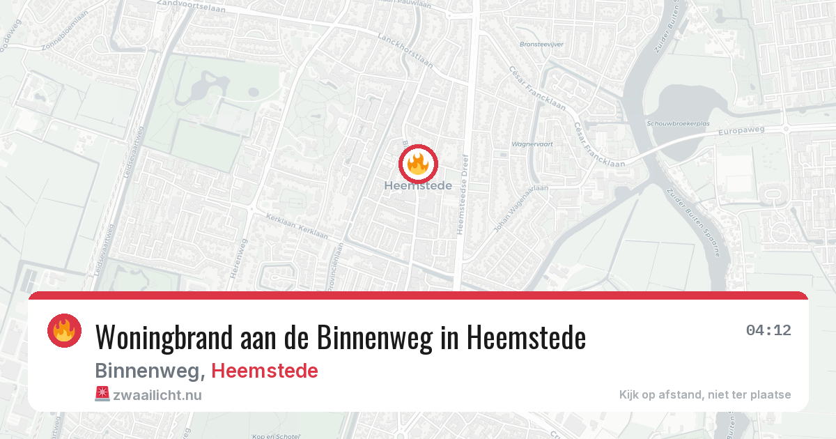 Woningbrand aan de Binnenweg in Heemstede — 14 apr 2026