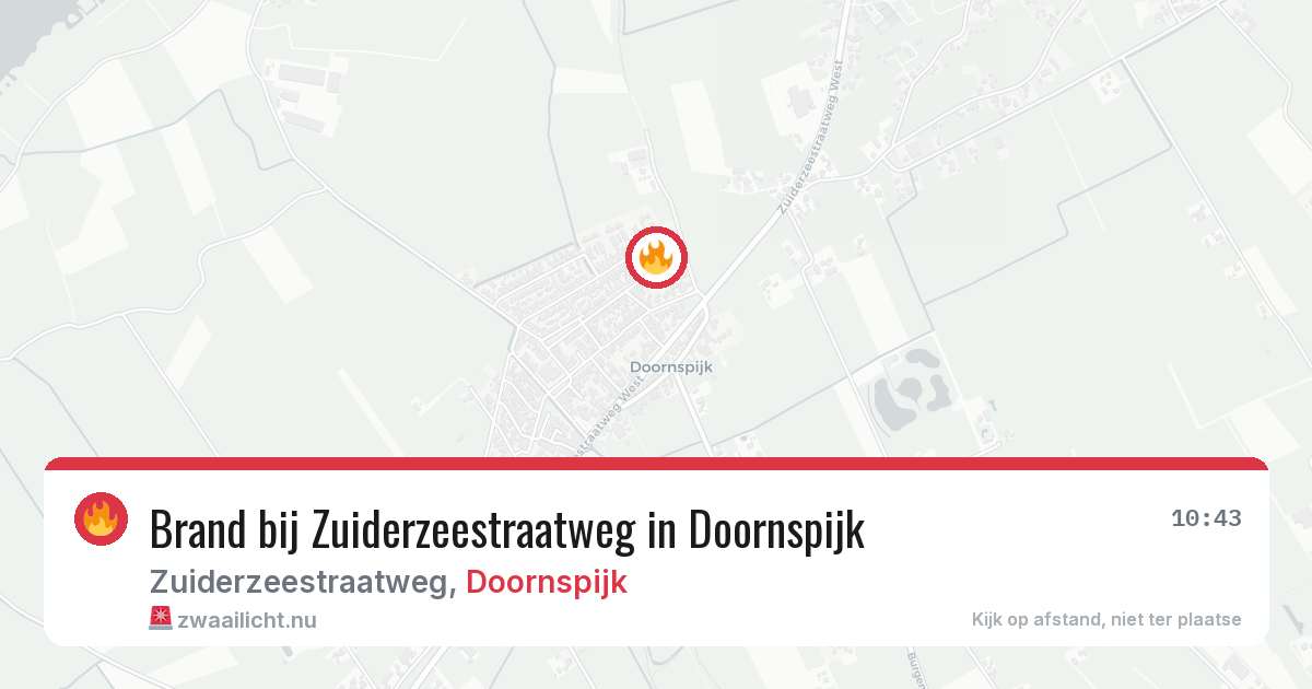 Brand bij Zuiderzeestraatweg in Doornspijk — 21 jul 2026