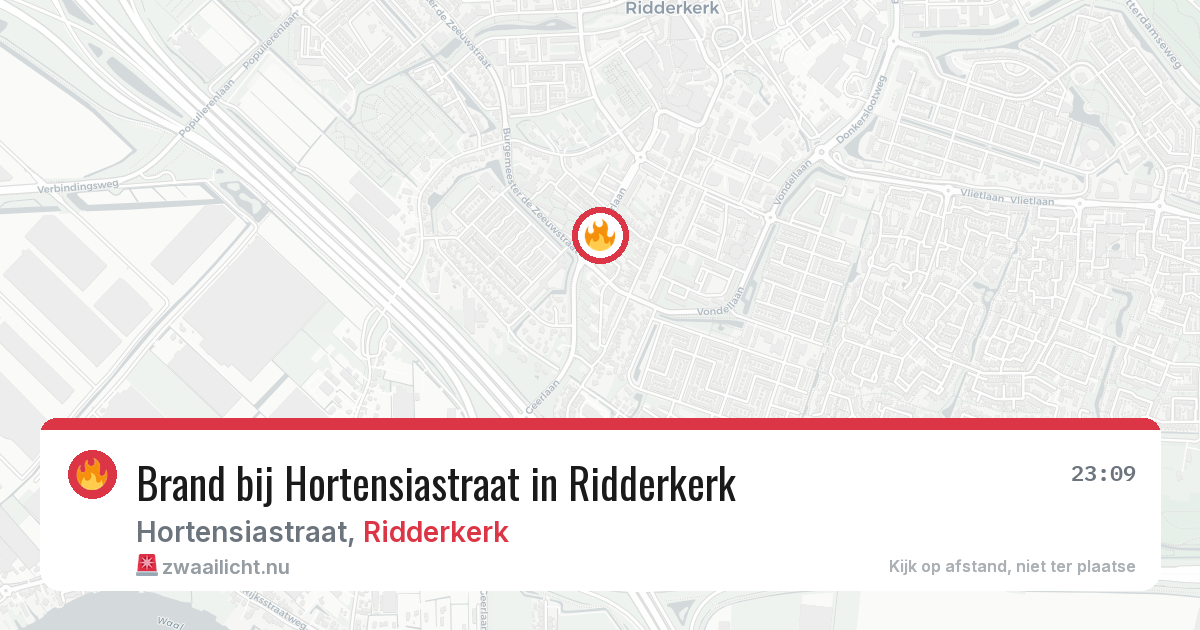 Brand bij Hortensiastraat in Ridderkerk — 9 mei 2026