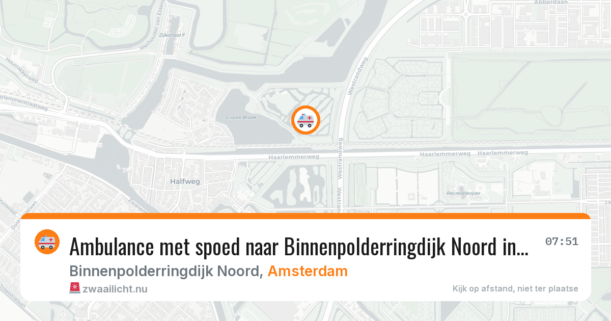 Ambulance met spoed naar Binnenpolderringdijk Noord in Amsterdam — 16 jul 2026