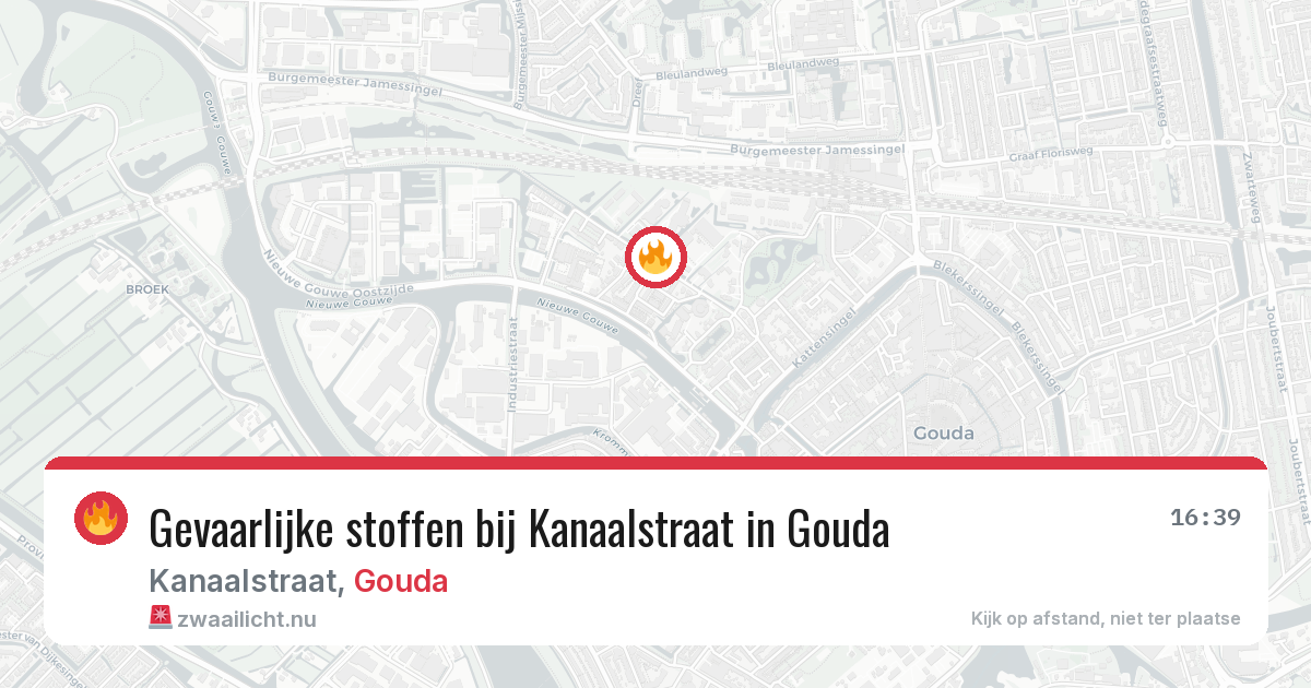 Gevaarlijke stoffen bij Kanaalstraat in Gouda — 16 jul 2026