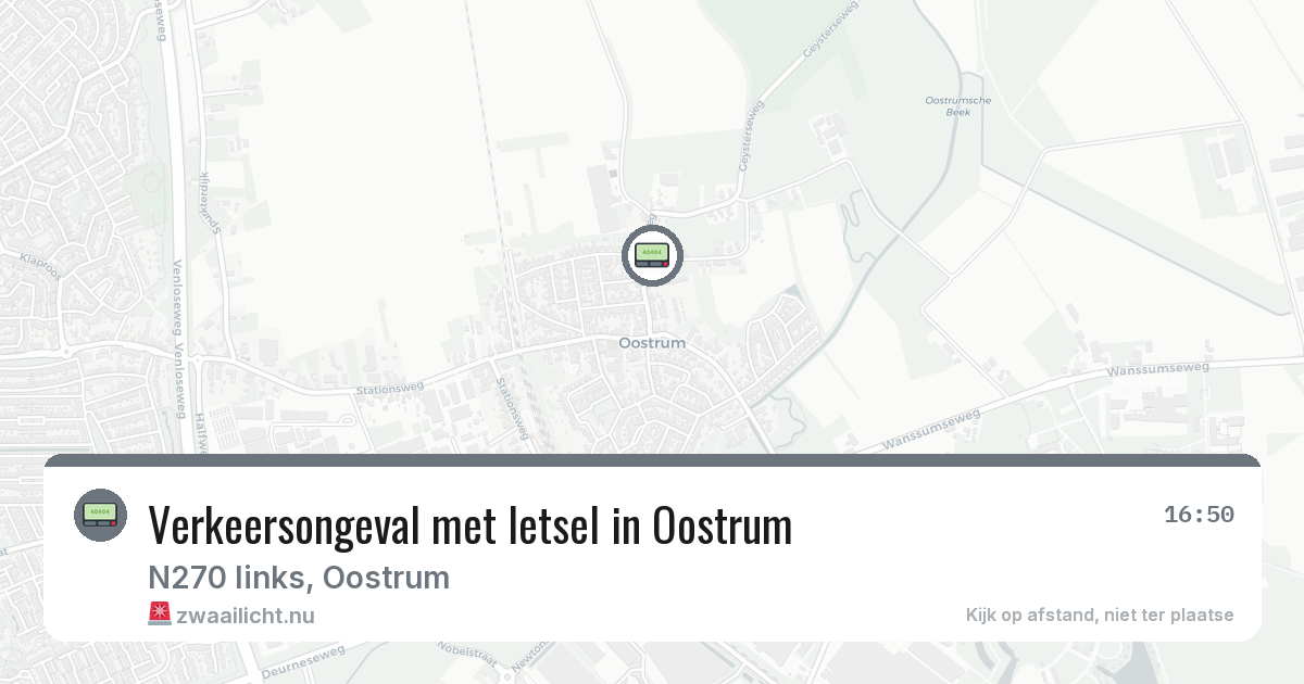 Verkeersongeval met letsel in Oostrum — 20 mei 2026