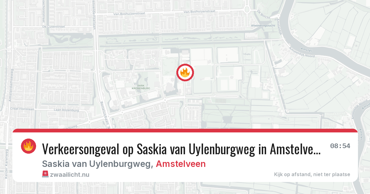 Verkeersongeval op Saskia van Uylenburgweg in Amstelveen — 16 jul 2026