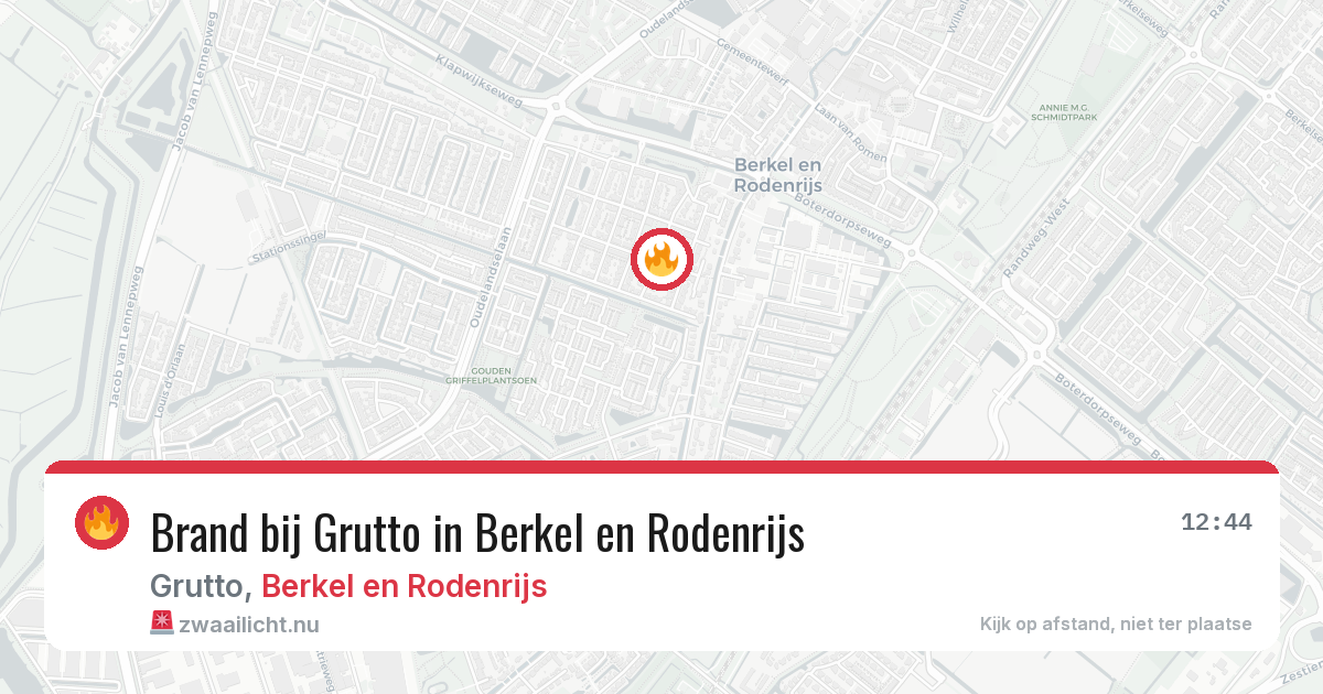 Brand bij Grutto in Berkel en Rodenrijs — 25 mrt 2026