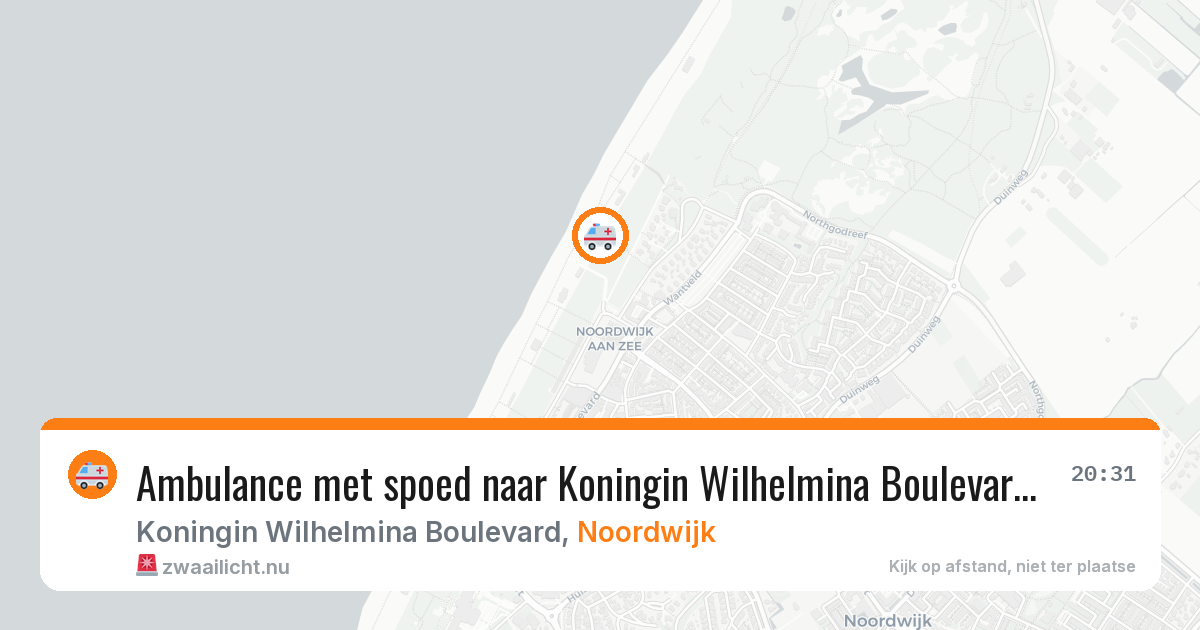 Ambulance met spoed naar Koningin Wilhelmina Boulevard in Noordwijk — 24 jul 2026