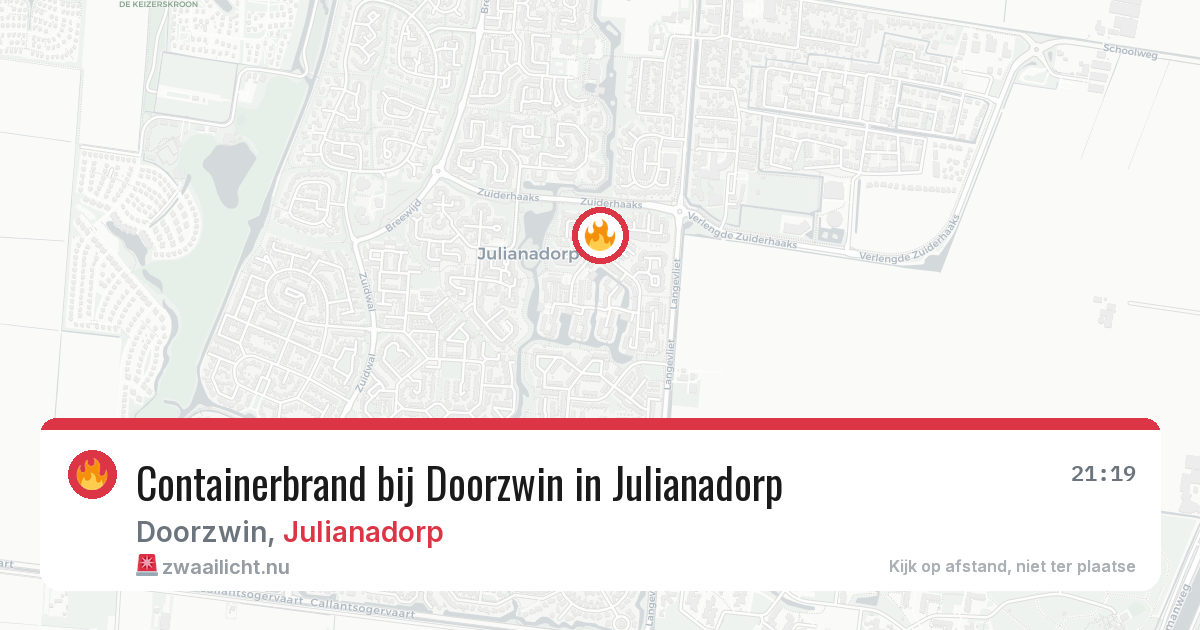 Containerbrand bij Doorzwin in Julianadorp — 17 mei 2026