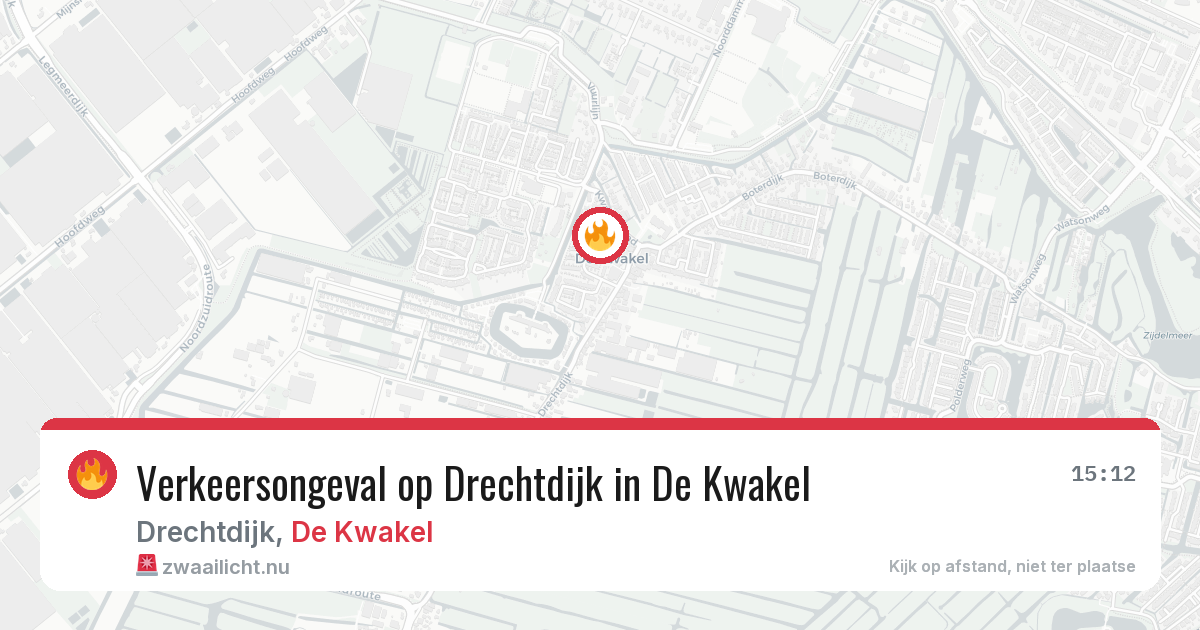 Verkeersongeval op Drechtdijk in De Kwakel — 15 mrt 2026