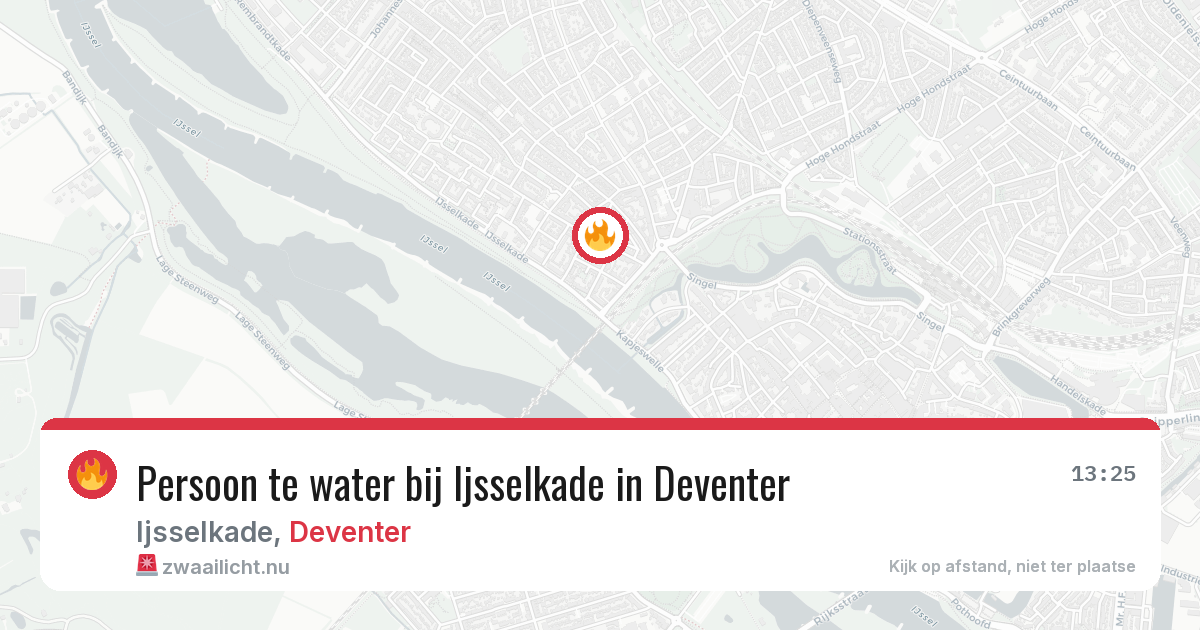 Persoon te water bij Ijsselkade in Deventer — 16 jul 2026