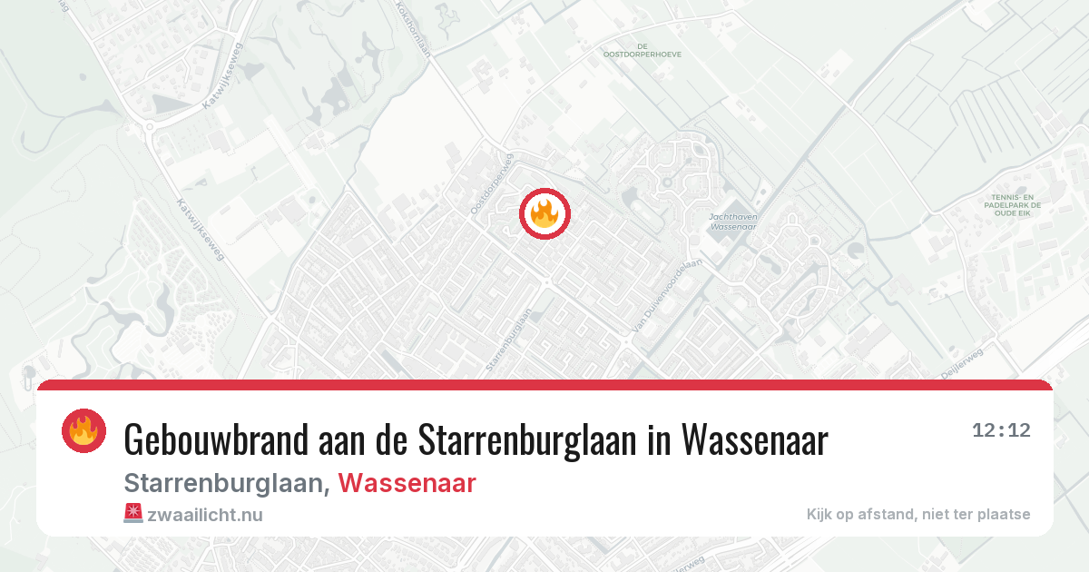 Gebouwbrand aan de Starrenburglaan in Wassenaar — 1 apr 2026