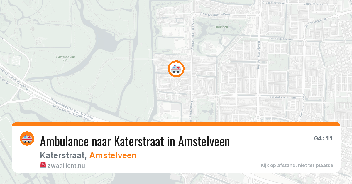 Ambulance naar Katerstraat in Amstelveen — 24 jul 2026