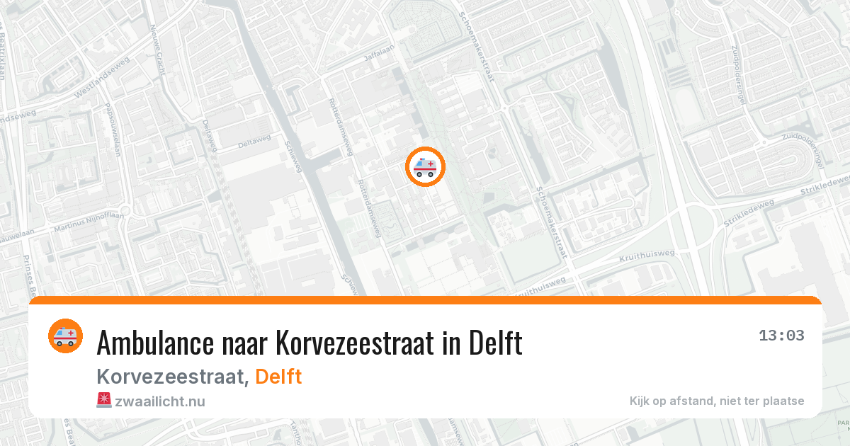 Ambulance naar Korvezeestraat in Delft — 23 jul 2026