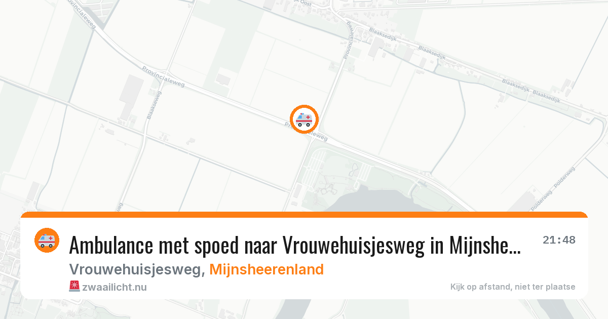 Ambulance met spoed naar Vrouwehuisjesweg in Mijnsheerenland — 12 jul 2026