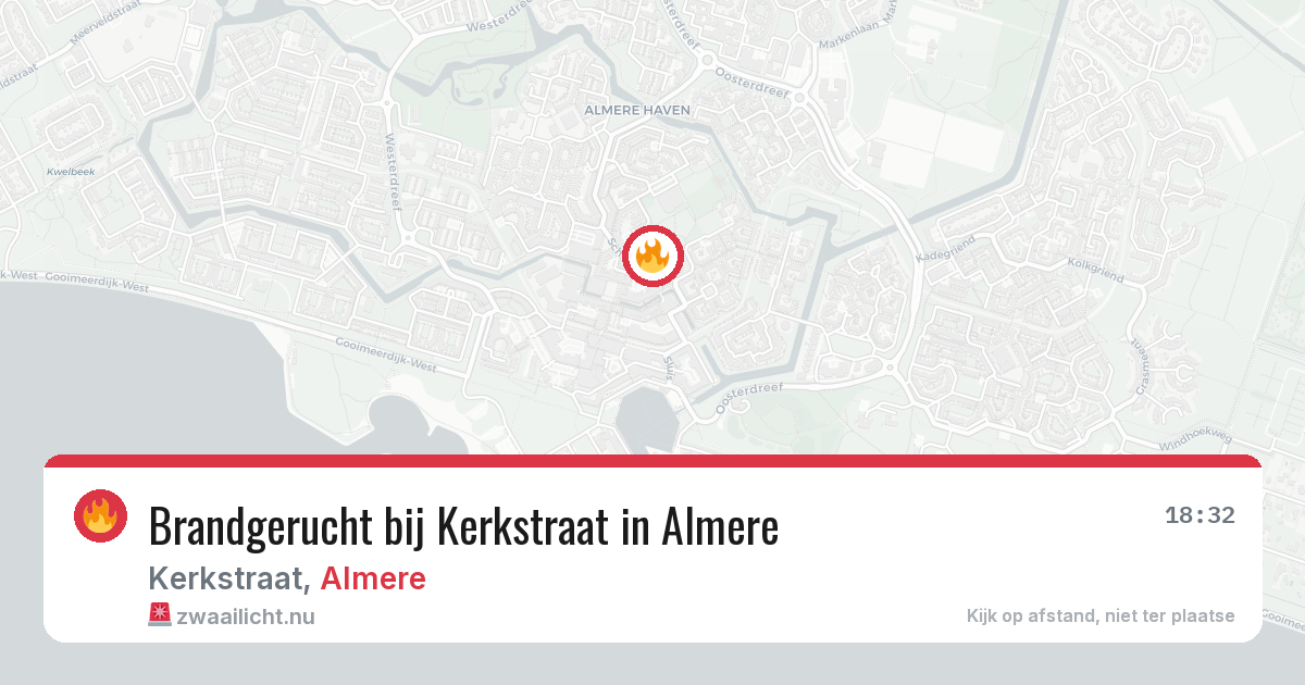 Brandgerucht bij Kerkstraat in Almere — 18 jul 2026