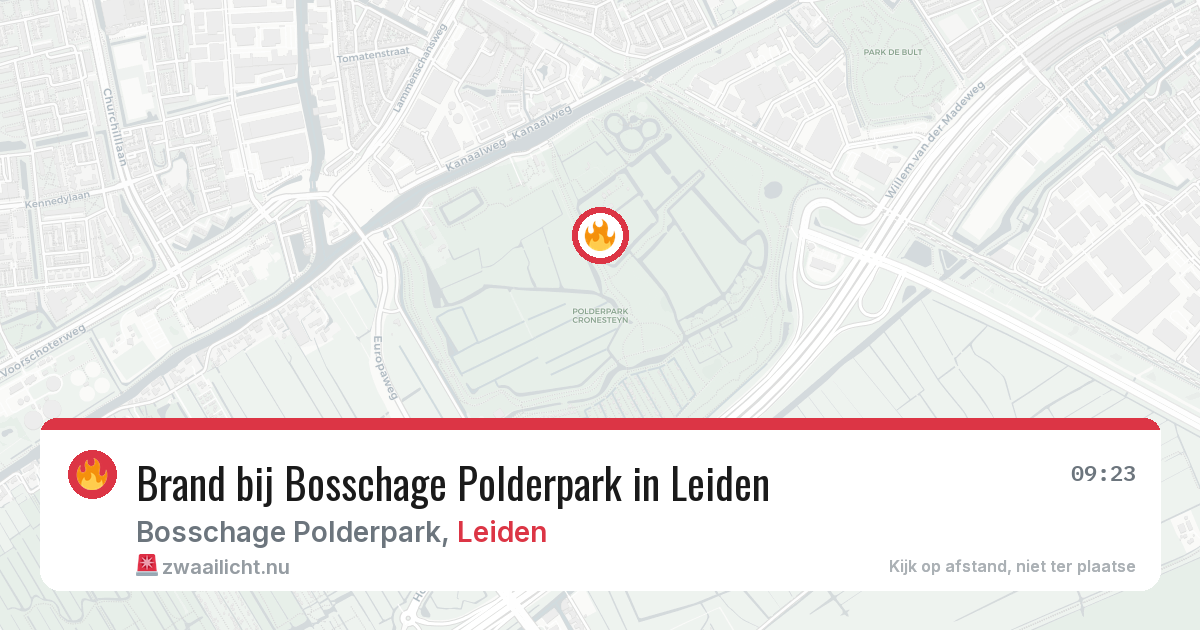 Brand bij Bosschage Polderpark in Leiden — 10 mei 2026